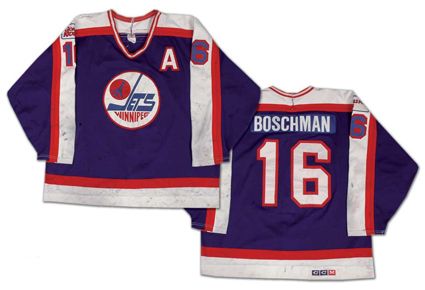 Third String Goalie: 1989-90 Winnipeg Jets Laurie Boschman Jersey